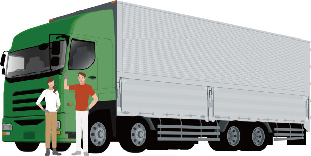 翼式卡车和专业司机插图图片下载