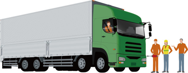机翼卡车，司机和运输公司的工作人员的插图图片下载