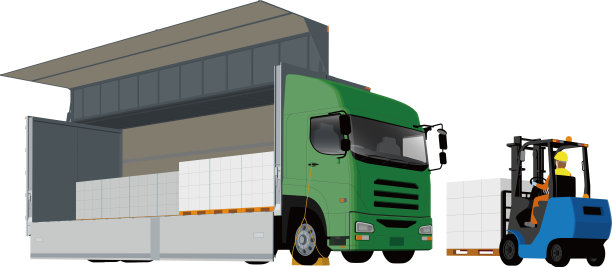 机翼卡车，叉车和装载行李的插图图片下载