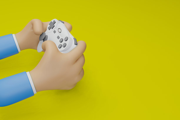 摇杆手柄，游戏机或游戏控制器。电脑游戏。卡通简约风格。无线视频游戏控制器，适用于电脑或便携式游戏站。三维渲染图片下载