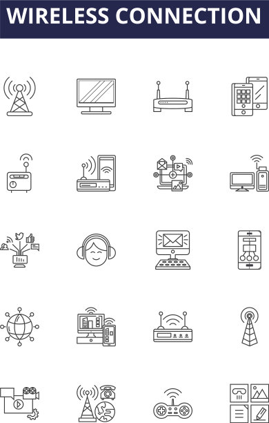 无线连接线图标和标志图片下载