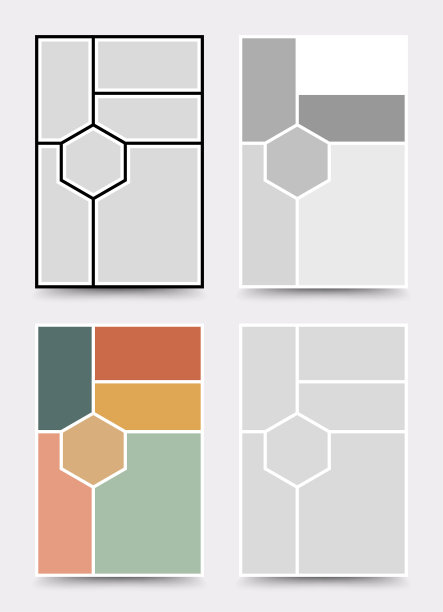 Moodboard模板。照片拼贴布局。极简主义的Moodboard。图片下载