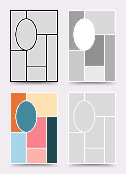 Moodboard模板。照片拼贴布局。极简主义的Moodboard。图片下载