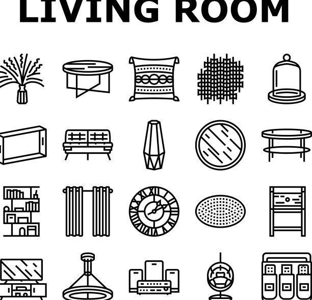 客厅现代家居家具图标集图片下载