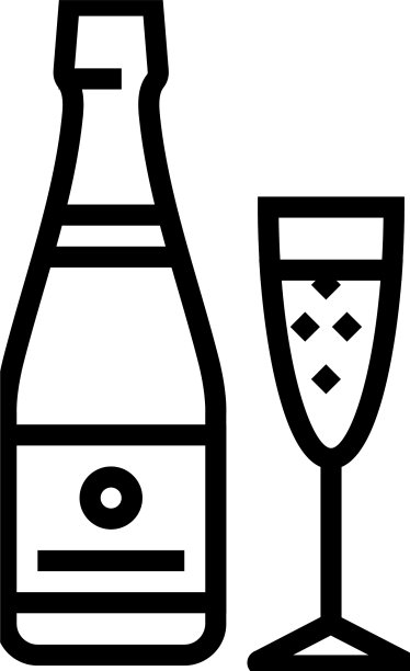 香槟酒瓶线条图标图片下载