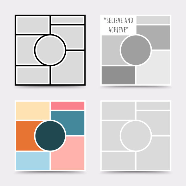 Moodboard模板。照片拼贴布局。极简主义的Moodboard。图片下载