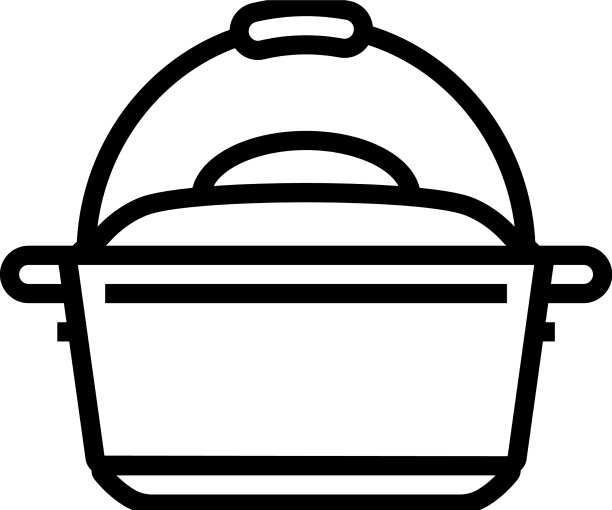 铸铁荷兰烤箱厨房炊具线图标图片下载
