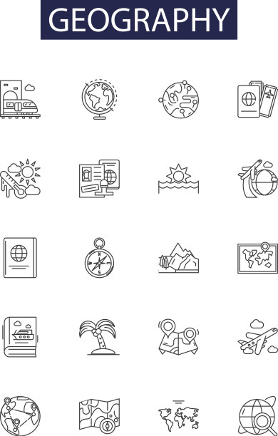 地理线图标和海洋标志图片下载