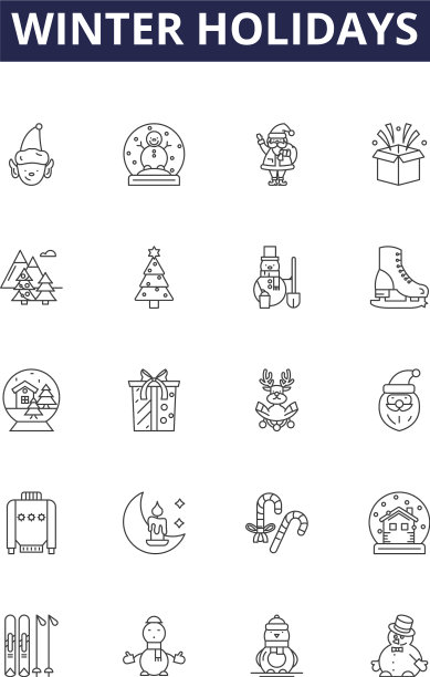 寒假线图标和标志雪图片下载