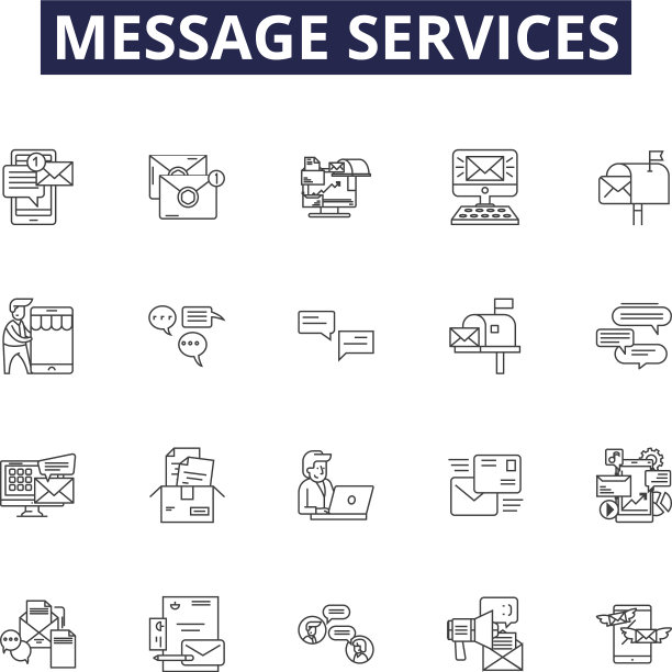 消息服务线路图标和标志e图片下载