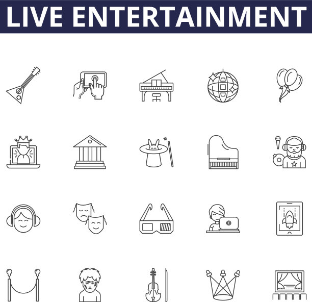 现场娱乐线图标和标志图片下载