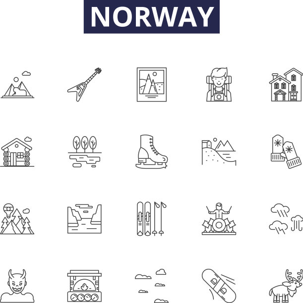挪威线路图标和旅行标志图片下载