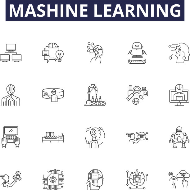 Mashine学习线图标和符号图片下载