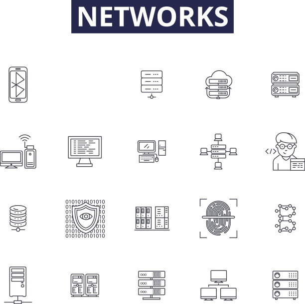 网络线路图标和符号连接图片下载