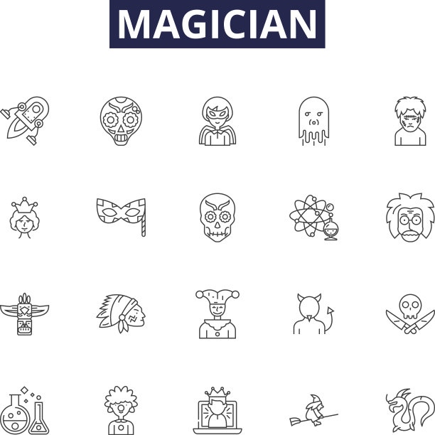 魔术师行图标和招牌展示图片下载
