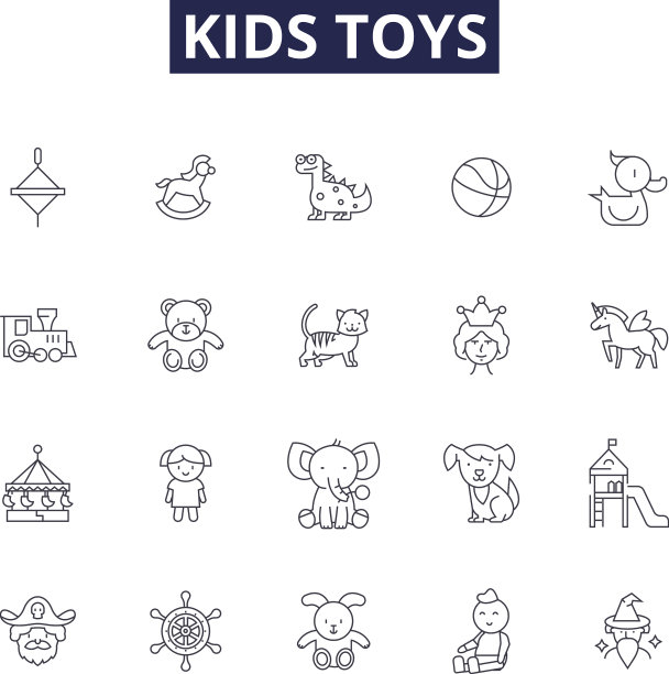 儿童玩具线图标和标志儿童图片下载