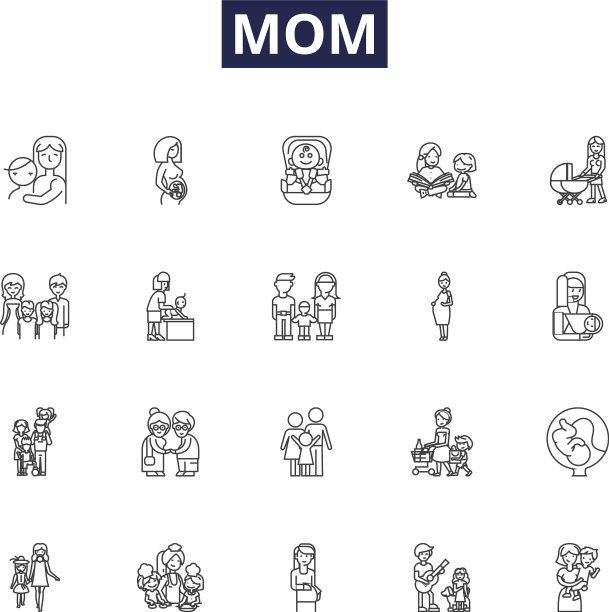 妈妈线图标和标记父母管理员图片下载