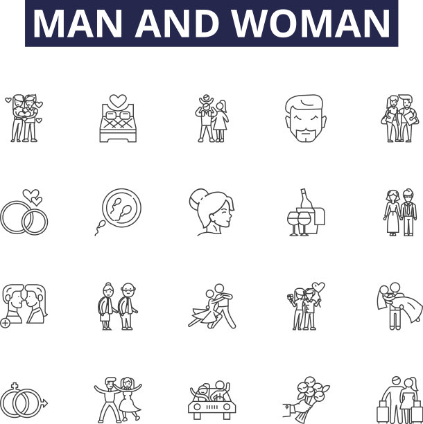 男女线图标和女性符号图片下载