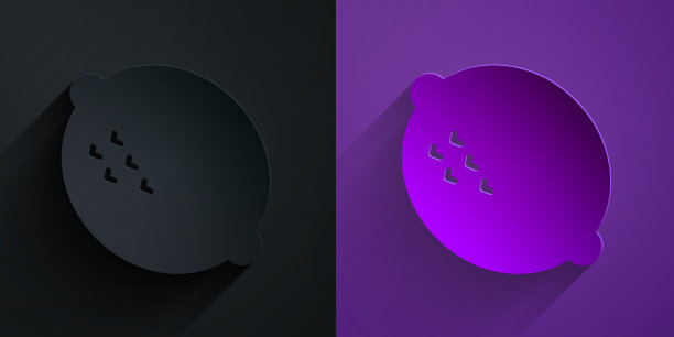 剪纸柠檬图标孤立在黑色上紫色图片下载