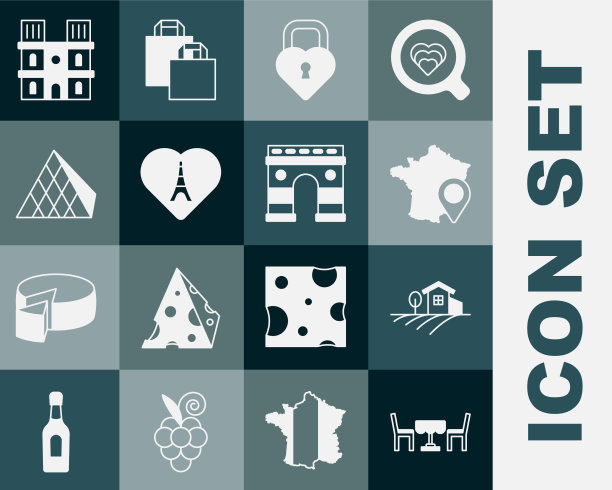 集法国咖啡馆乡村风景法国地图图片下载