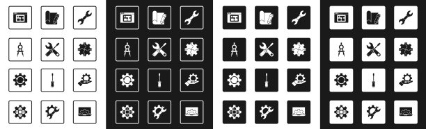 设置扳手、扳手、螺丝刀和扳手图片下载