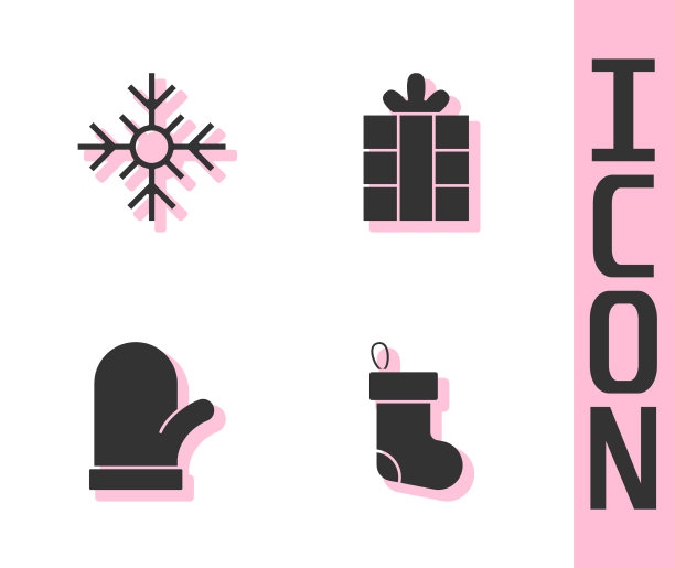 套装圣诞袜雪花手套和礼物图片下载