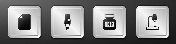 设置文件、文件、记号笔、墨水瓶和桌子图片下载