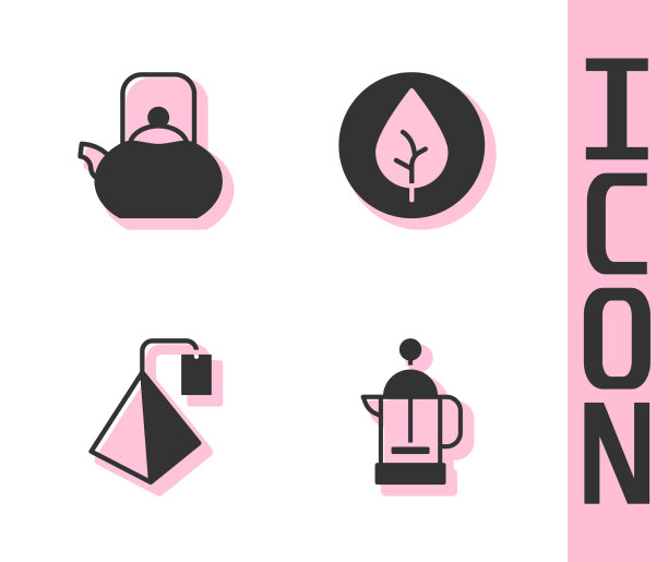 设置法式压壶与茶包和手柄图片下载