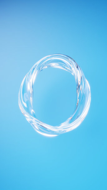 3 d演示。圆形透明液体背景。扭曲的水。(垂直)图片下载