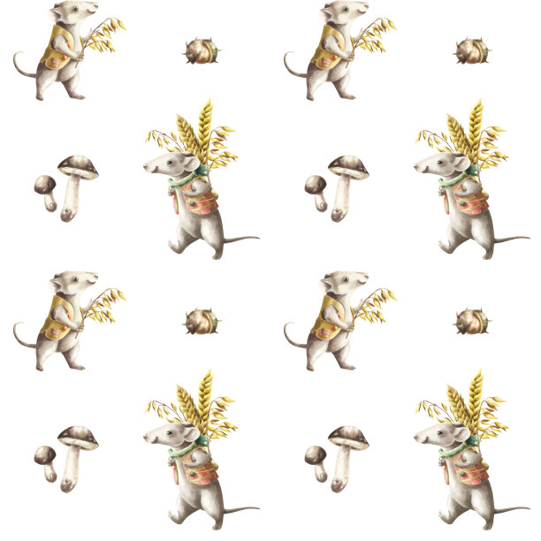 水彩图案与小鼠分离。图片下载