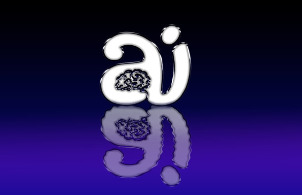 带有扭曲反射的人工智能符号图片下载