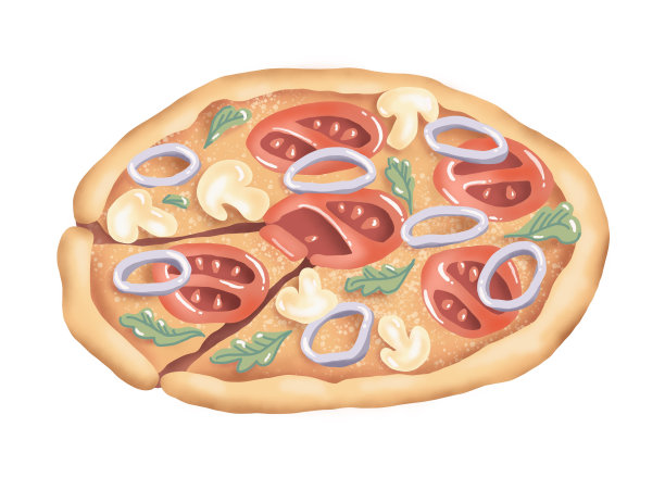 披萨。美味的食物。数码插图图片下载