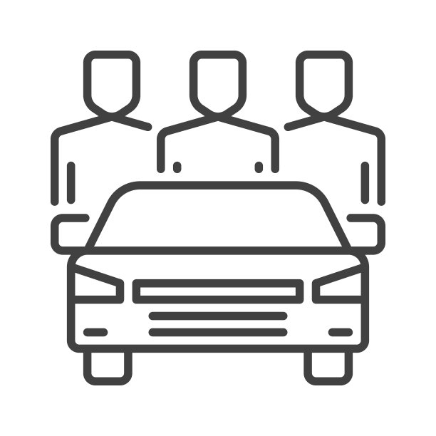 人与车共享汽车概念大纲图标图片下载