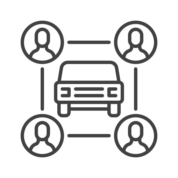 汽车共享或租赁概念线性图标图片下载