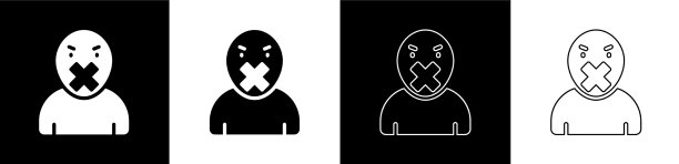 设置审查和言论自由的概念图标图片下载