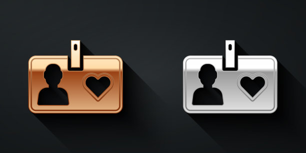 金银身份证上的志愿者图标图片下载