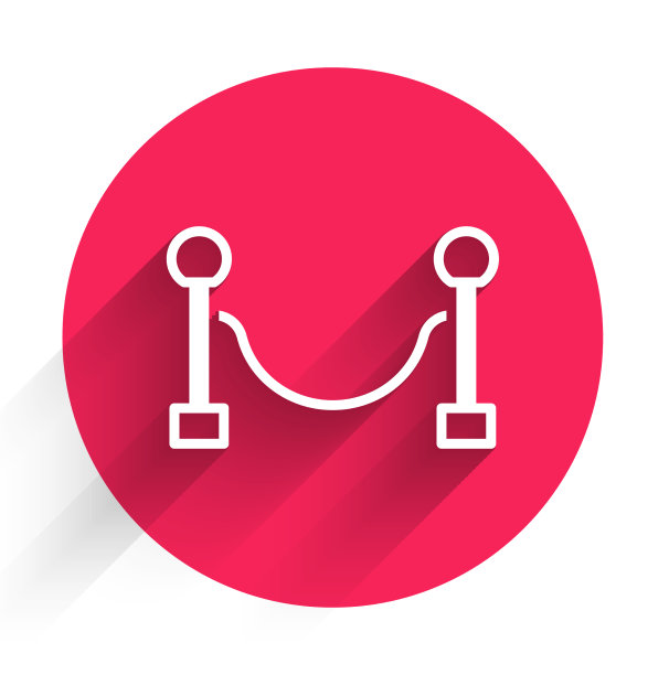 白色的绳索屏障图标孤立着长长的阴影图片下载