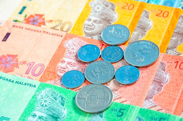 马来西亚林吉特纸币和硬币背景。金融的概念。图片下载