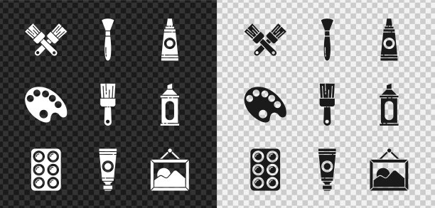 设置交叉油漆刷油漆管与调色板图片下载