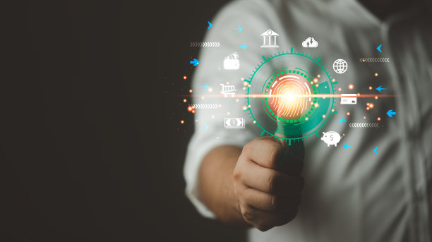 指纹扫描和生物特征认证，生物特征处理访问个人数据。图片下载