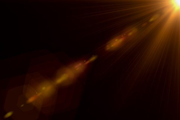 数字太阳光线渲染隔离在黑色背景叠加设计或屏幕混合照片编辑图片下载