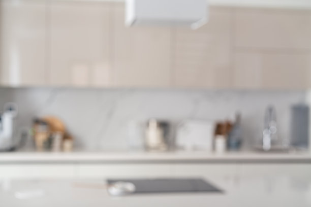 模糊的现代厨房视图图片下载
