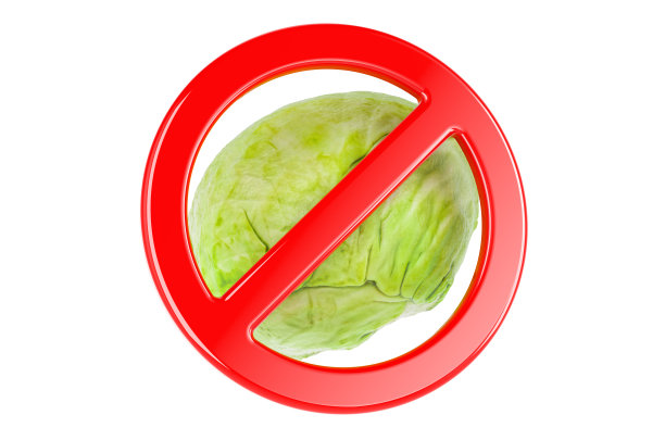 带禁忌标志的卷心菜，3D渲染图片下载