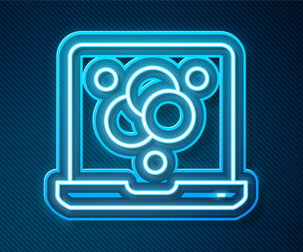 发光的霓虹灯线化学公式图标隔离图片下载