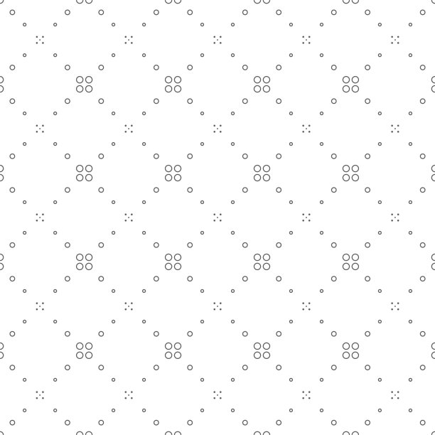 矢量插图。几何无缝图案。一排排的实点和线形圆组成一个菱形。灰色斑点，黑色和白色背景。简单的单色抽象图案。图片下载