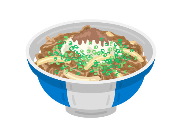 碗中萝卜泥橙醋牛肉饭插画图片下载