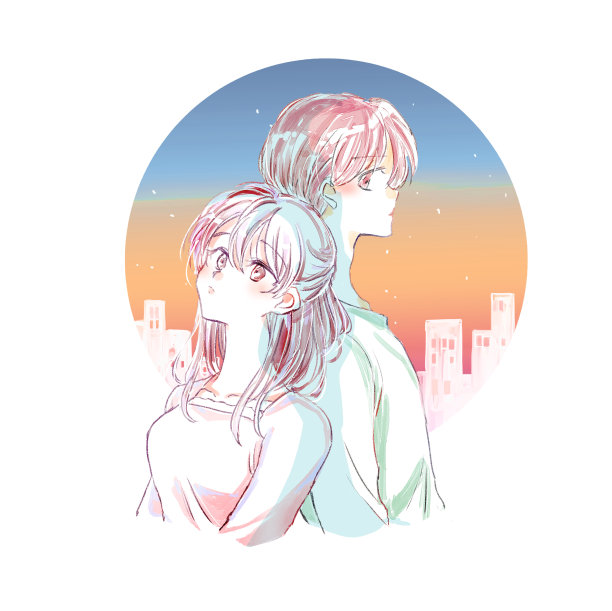 孤独的男女背靠背图片下载