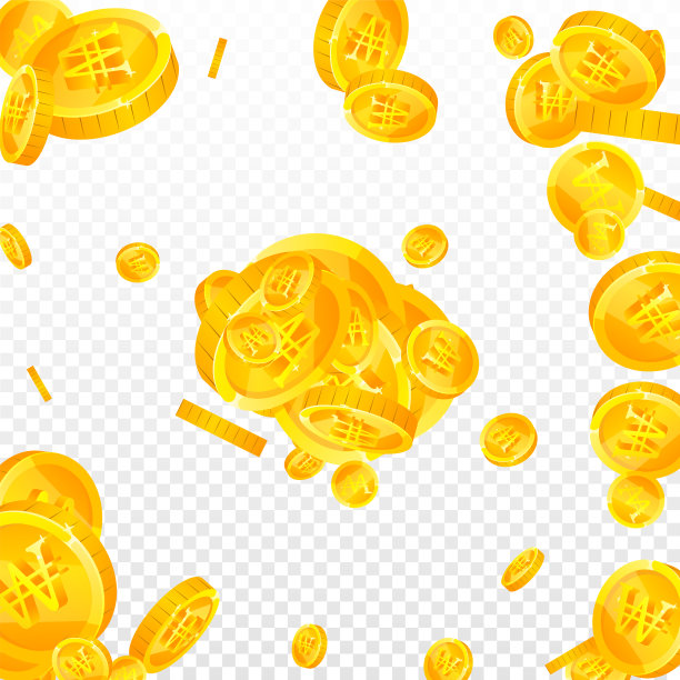 韩元硬币跌落。散金赢图片下载