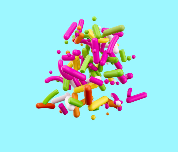 彩色糖果洒孤立在白色背景3d插图图片下载