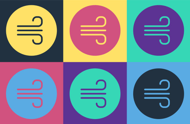 波普艺术风的天气图标孤立在色彩上图片下载